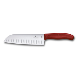 Santoku knife SWISS CLASSIC RED EXTENSION hollow grind blade plastic handle red L 300 mm blade length 170 mm product photo