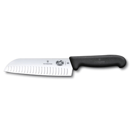 Santoku knife FIBROX hollow grind blade black | blade length 17 cm product photo