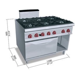 gas stove SG9F6P+FG gastronorm 79.8 kW | oven | with open cabinet unit product photo