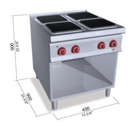 electric stove SE9PQ4M 400 volts 16 kW | open base unit | cast-iron hob plates product photo