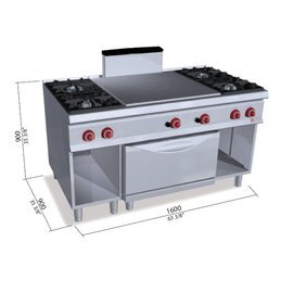 gas stove SG9TP4F+FG gastronorm 49.8 kW | oven | 2 open compartments product photo