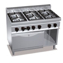gas stove MACROS 700 G7F6+FG1 gastronorm | 6 cooking zones | half-open base unit product photo