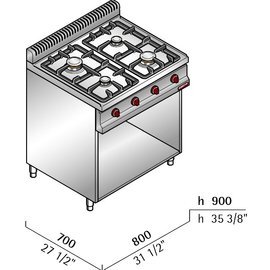 gas stove G7F4ME 12.4 kW | open base unit product photo