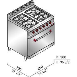 gas stove G7F4E+FG gastronorm 21 kW | oven | electric burner ignition product photo