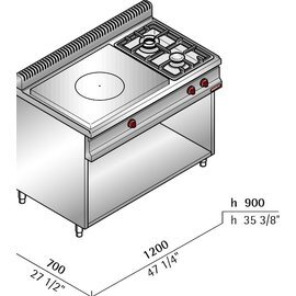 hot plate stove MACROS 700 G7TP2FM | 3 cooking zones | closed cabinet part|2 doors product photo