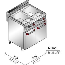 gas pasta cooker with 2 double basins CPG80 MACROS 700 floor model | 2 x 30 ltr | double bottom product photo