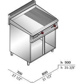 electric roasting plate MACROS 700 E7FM8M-2 • smooth|grooved | 230 volts 8 kW 1 phase product photo