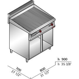 electric roasting plate MACROS 700 E7FR8M-2 • grooved | 230 volts 8 kW product photo