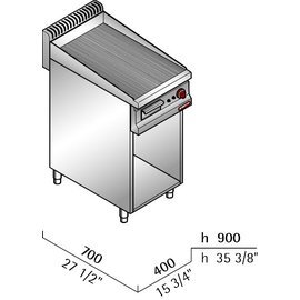 grill plate gas MACROS 700 G7FR4M | grooved | open base unit product photo