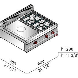 hot plate stove G7T4P2FB 16.5 kW | stainless steel burner trough product photo