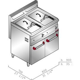 floor standing gas fryer TURBO GL10+10M C2/10-15 | 2 basins 2 baskets 20 ltr 13.8 kW (gas) product photo