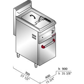 floor standing gas fryer TURBO GL10M | 1 basin 1 basket 10 ltr 6.9 kW (gas) product photo