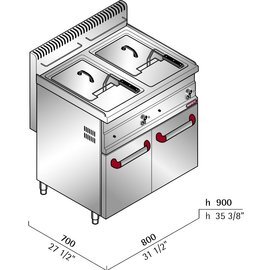 floor standing gas fryer TURBO GL15+15M | 2 basins 2 baskets 30 ltr 25.4 kW (gas) product photo