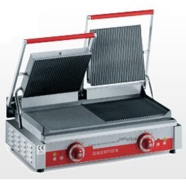 contact grill PDM/LD | 230 volts | cast iron • 1/2 smooth|1/2 grooved • grooved product photo