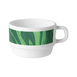 coffee cup 220 ml stackable NATURA GREEN tempered glass with decor green opal glass product photo