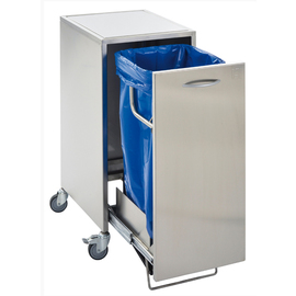 recycling bin fourfold stainless steel with pedal suitable for 2 containers and 2 sacks product photo  S