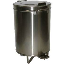 waste container AV 4667 50 ltr stainless steel fixed flat lid with pedal Ø 390 mm  H 600 mm product photo