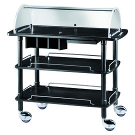 serving trolley CLC 2013CA | carbon coloured | 3 shelves | hood | 4 swivel castors product photo