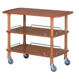 serving trolley CLP 2003 | 3 shelves | walnut coloured | 4 swivel castors product photo