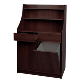 service cabinet wenge coloured 950 mm  x 490 mm  H 1440 mm with 2 drawers with 1 wing door|1 tilt door product photo