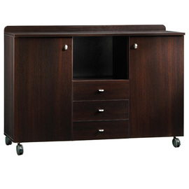 service cabinet wenge coloured 1360 mm  x 480 mm  H 950 mm with 3 drawers 1 compartment with 2 wing doors product photo