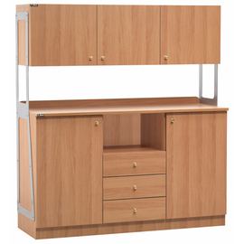 service cabinet wheeled walnut coloured | 1370 mm x 480 mm H 1530 mm product photo
