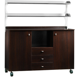 service cabinet wenge coloured 1360 mm  x 480 mm  H 1550 mm with 3 drawers 1 compartment with 2 wing doors product photo