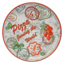pizza plate Ø 310 mm NAPOLI CHARME porcelain full surface decor red product photo