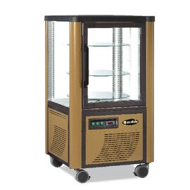 refrigerated panorama vitrine 230 G LED golden coloured 230 ltr 230 volts | 3 shelves product photo