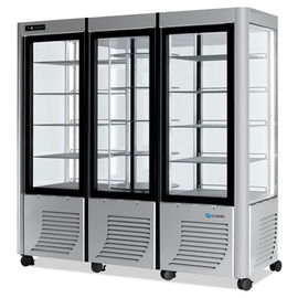 refrigerated panorama vitrine 3 P LED silver coloured 1200 l 230 volts product photo