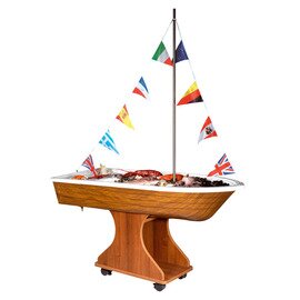 fish serving cart BARCHETTA wood walnut coloured product photo
