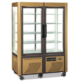 refrigerated panorama vitrine 800 F LED golden coloured 800 ltr 230 volts | grid shelves product photo