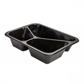 Standard menu tray, PP, black, three-part, 178 mm x 227 mm x H 50 mm product photo