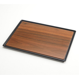 serving tray non-slip melamine brown wood look rectangular | 390 mm x 300 mm product photo
