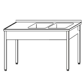 kitchen sink table KST - 121 with drainboard on the left smooth 2 basins | 400 x 500 x 250 mm L 1000 mm W 700 mm product photo