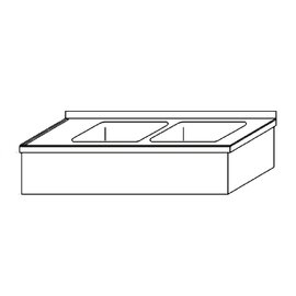 suspended table KST - 132 with drainboard on the left smooth 2 basins | 500 x 500 x 250 mm L 1000 mm W 700 mm product photo