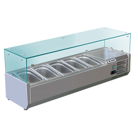 refrigerated countertop unit RX1400 (glass) static cooling | 5 x GN 1/3 - 150 mm product photo