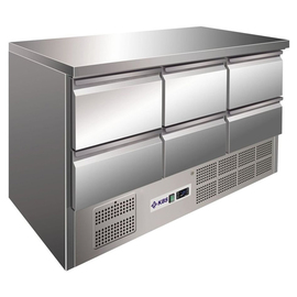 refrigerated table gastronorm KTM 306 convection cooling 235 watts 400 ltr | 6 drawers product photo