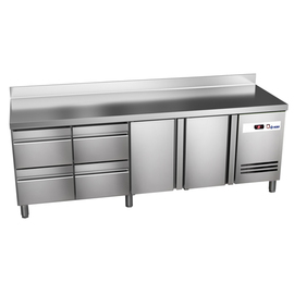 refrigerated table READY KT4004 convection cooling 204 watts 615 ltr | upstand | 2 solid doors | 4 drawers product photo