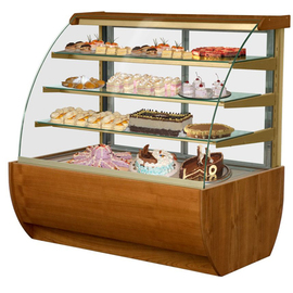 cake counter Jamaika 1400 mahogany coloured 230 volts | 3 shelves | rounded  | crumb drawer product photo