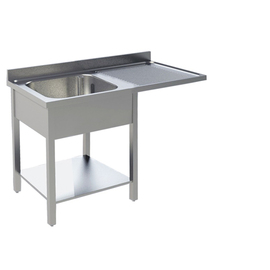 sink centre 1 basin | drainboard on the right | grooved L 1200 mm T 700 mm H 850 mm product photo