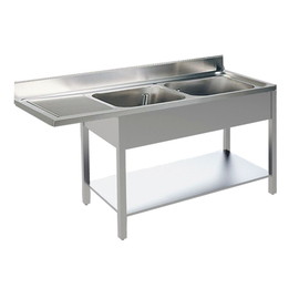sink centre 2 basins | drainboard on the left | plain L 1600 mm T 700 mm H 850 mm product photo