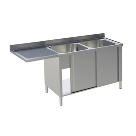 sink centre with base cabinet sink on the right side | 2 basins L 1600 mm T 700 mm H 850 mm product photo