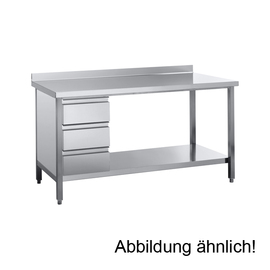work table | 3-drawer unit | 600 mm x 600 mm H 850 mm | mounted product photo