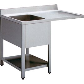 sink centre EM ECOLINE with drainboard on the right 1 basin | 500 x 500 x 250 mm with bottom shelf L 1400 mm W 700 mm product photo