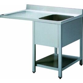 sink centre EM ECOLINE with drainboard on the left 1 basin | 500 x 400 x 250 mm with bottom shelf L 1400 mm W 600 mm product photo