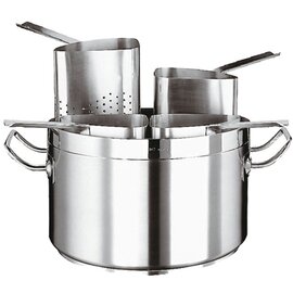meat pot | pasta pot KG LINE 2100 30.8 l stainless steel with quarter-sieve inserts  Ø 400 mm  H 245 mm  | stainless steel handles product photo
