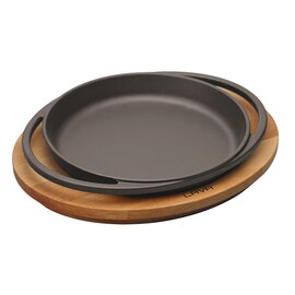 plate with a wooden board cast iron black Ø 160 mm product photo