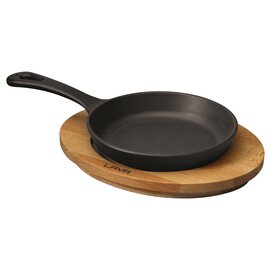 pan with a wooden board  • cast iron enamelled black  Ø 160 mm | long handle product photo