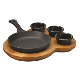 pan with a large wooden board  • cast iron enamelled black  Ø 160 mm | long handle product photo